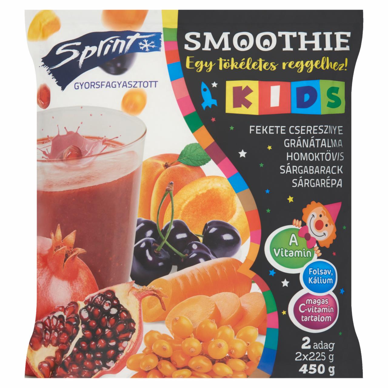 Képek - Sprint gyorsfagyasztott fekete cseresznye gránátalma homoktövis smoothie 2 x 225 g (450 g)