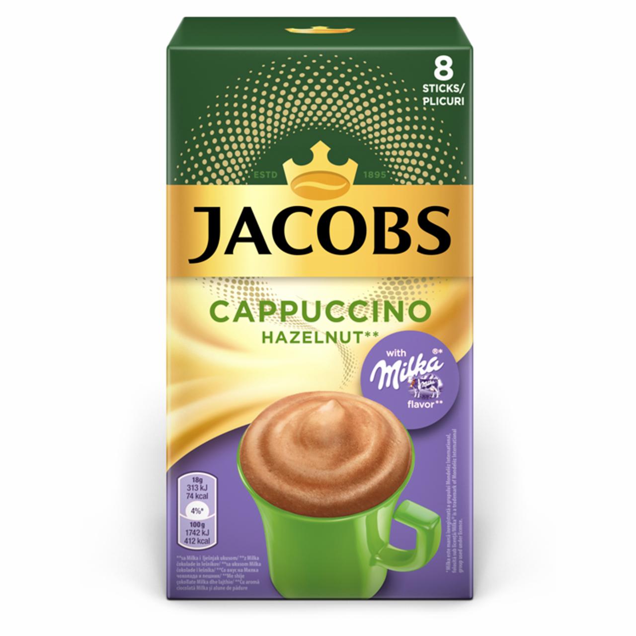 Képek - Jacobs mogyoró ízű, azonnal oldódó kávéitalpor cukrozott kakaóporral 8 x 18 g (144 g)