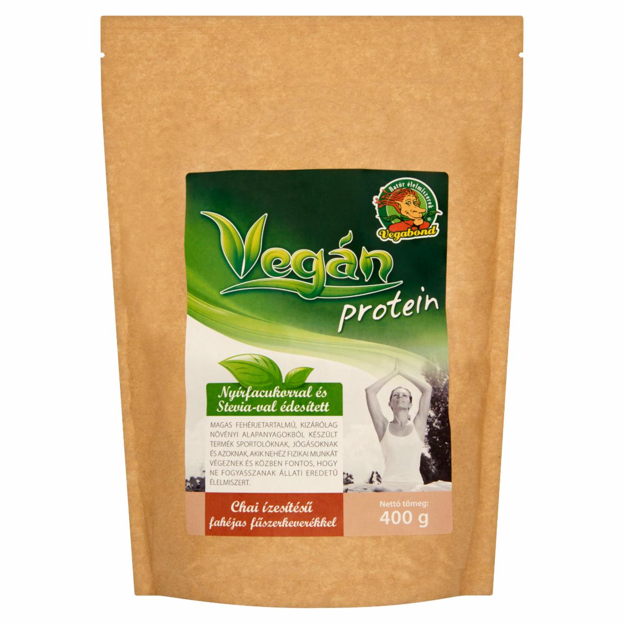 Képek - Vegabond Vegán Protein fehérje por Chai ízesítésű fahéjas fűszerkeverékkel 400 g