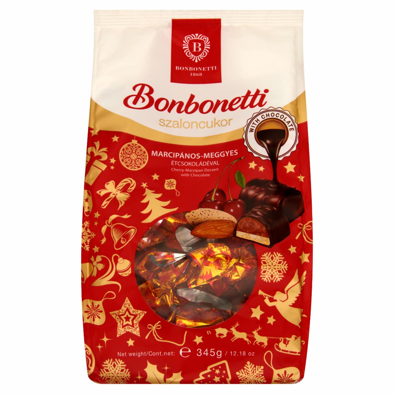 Képek - Bonbonetti étcsokoládéval mártott meggy-marcipán ízesítésű szaloncukor 345 g