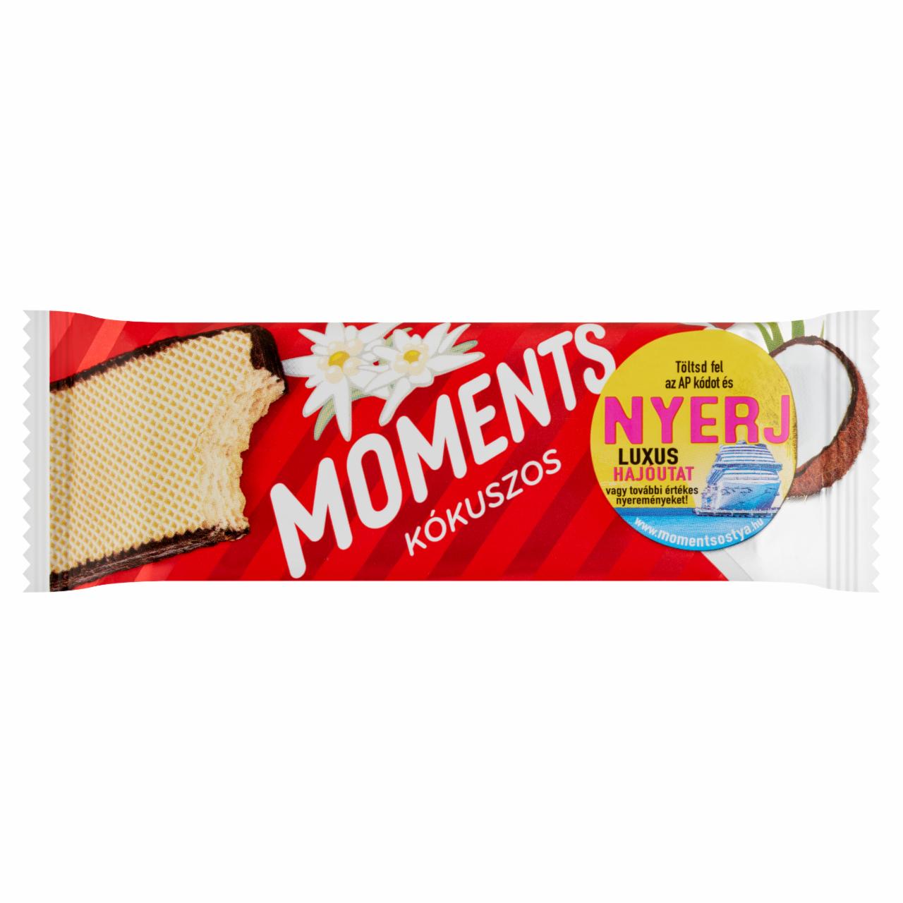 Képek - Moments kakaós bevonómasszába mártott, kókuszos krémmel töltött ostyaszelet 45 g