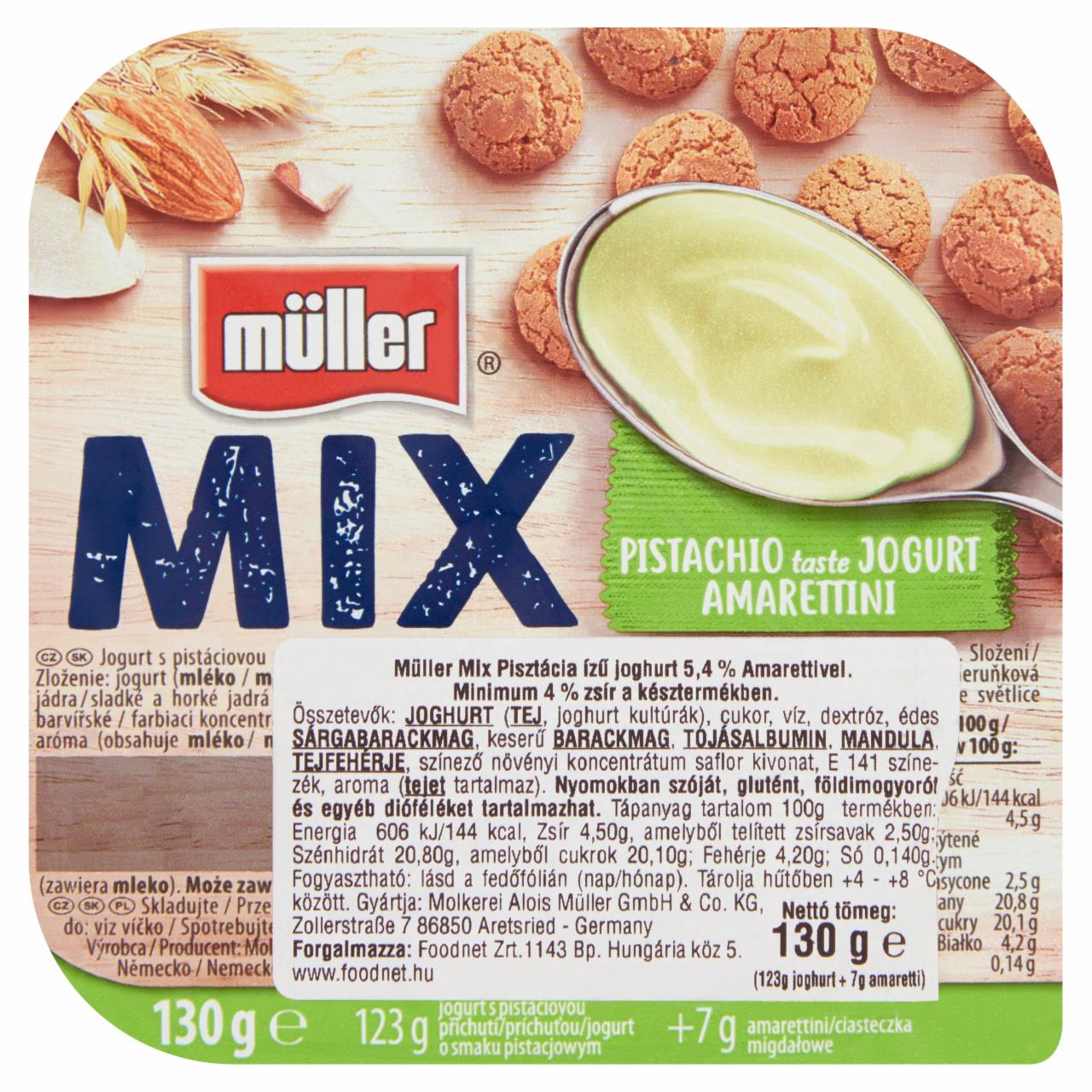 Képek - Müller Mix pisztácia ízű joghurt amarettivel 130 g