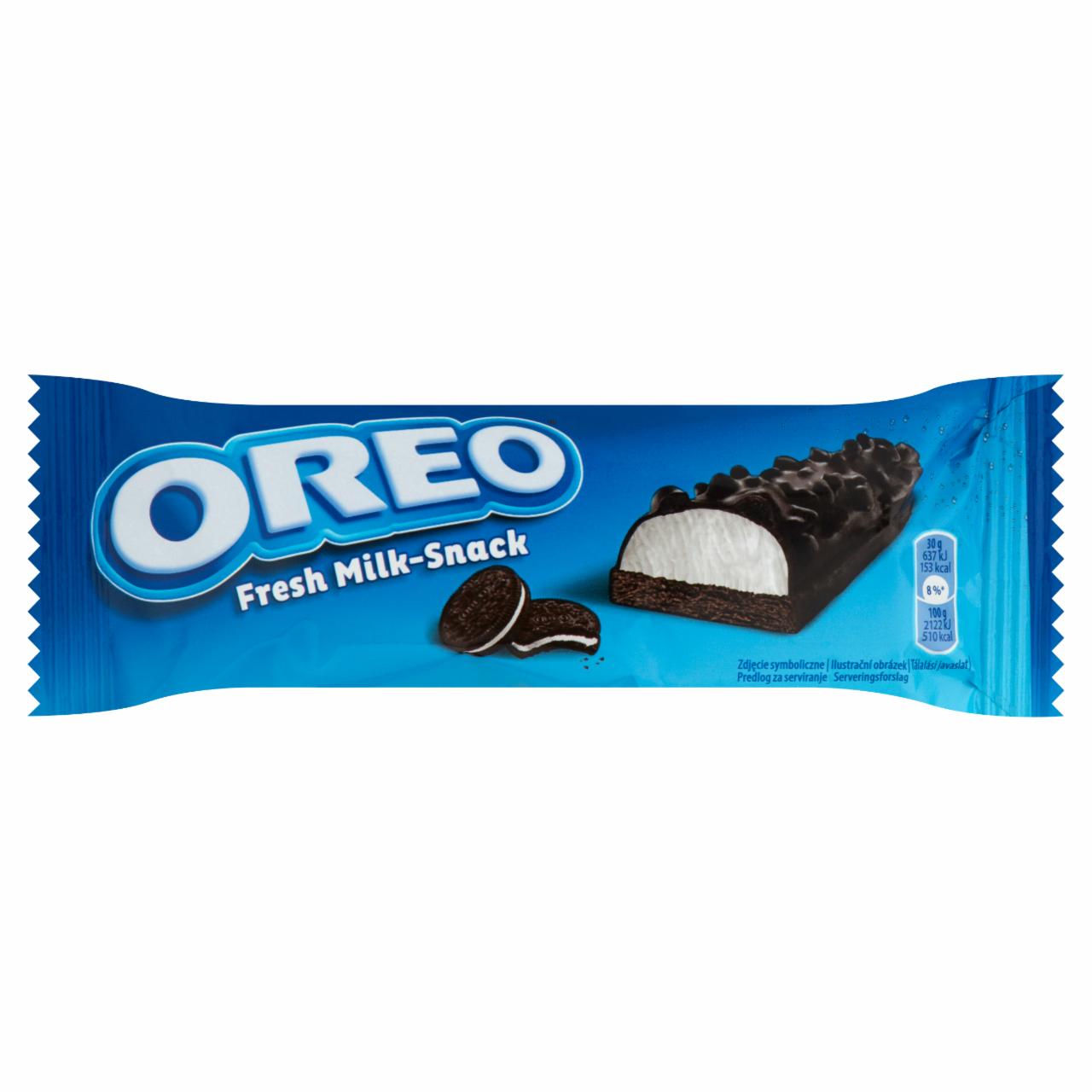 Képek - Oreo kakaós piskóta szelet tejeskrémmel töltve, kakaós bevonattal, kakaós keksszel díszítve 27 g