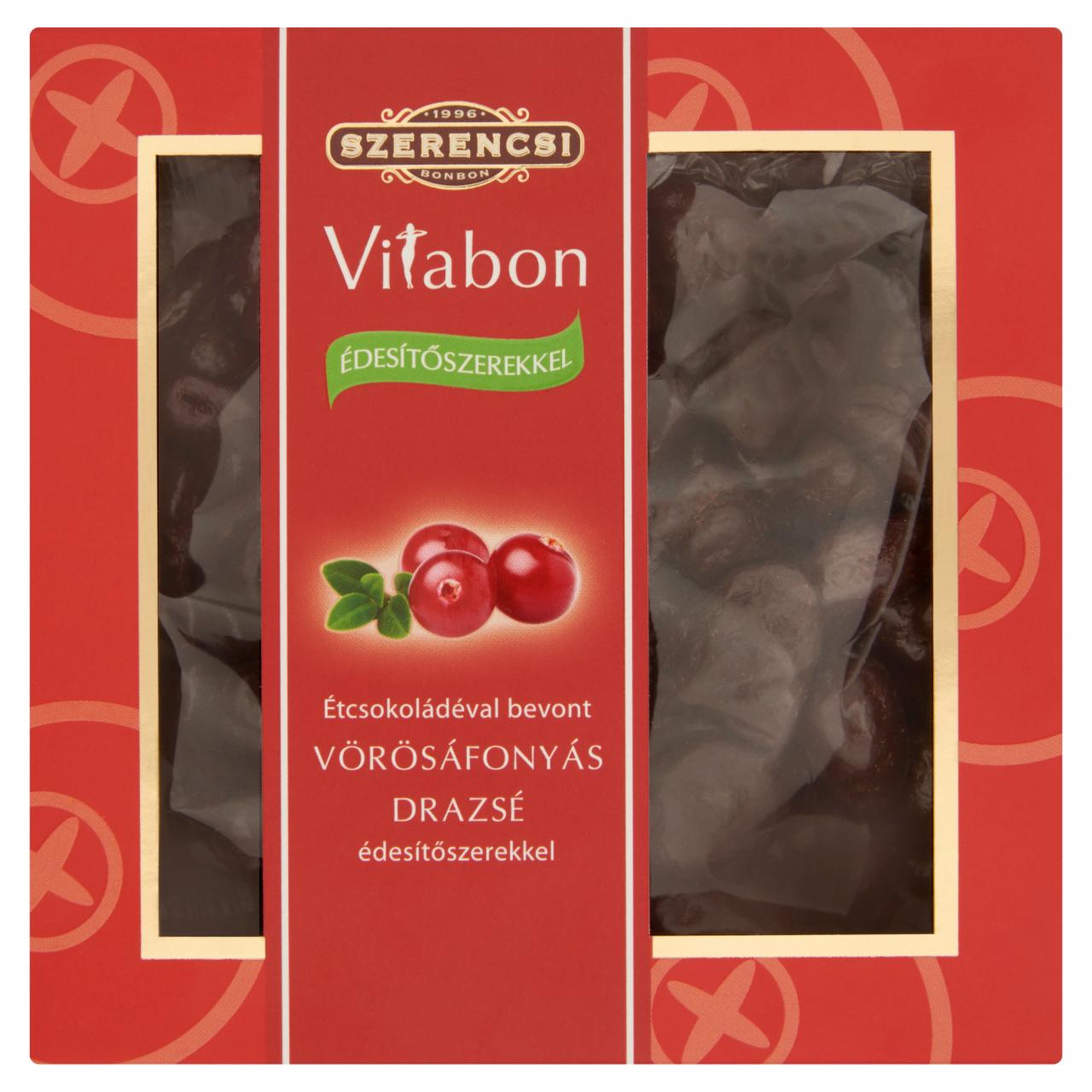 Képek - Szerencsi Vitabon étcsokoládéval bevont vörösáfonyás drazsé édesítőszerekkel 150 g