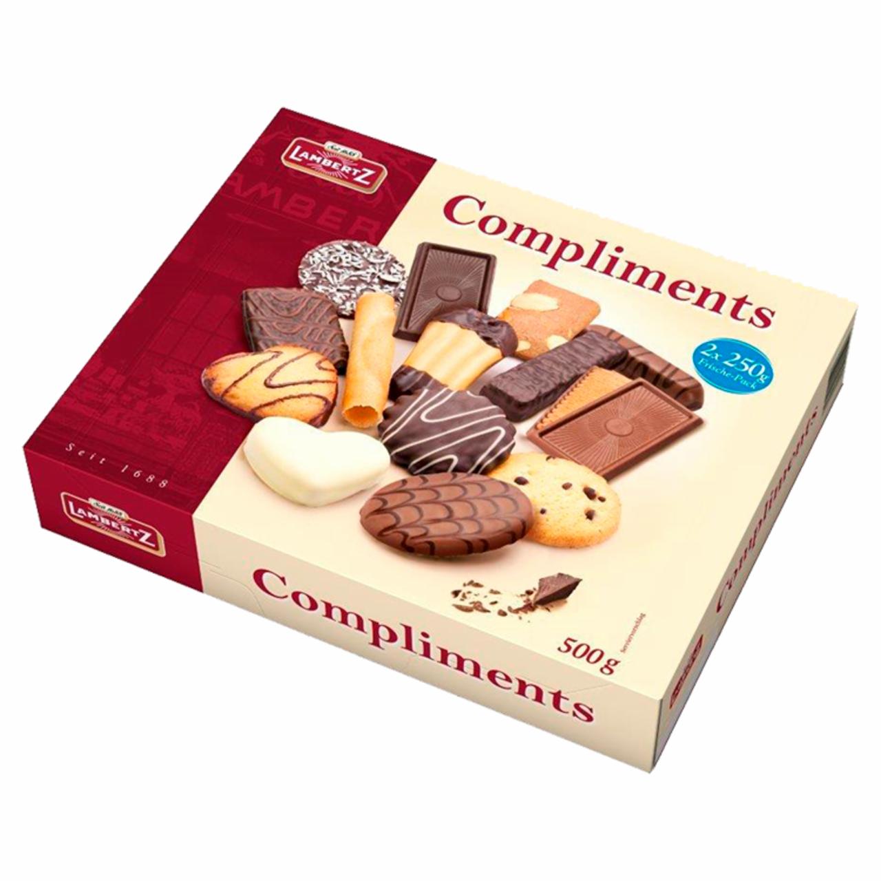 Képek - Lambertz Compliments vegyes aprósütemény ét-, tej- és fehér csokoládéval 500 g