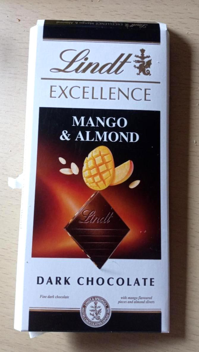 Képek - Lindt Excellence étcsokoládé mangógranulátummal és mandula darabokkal 100 g