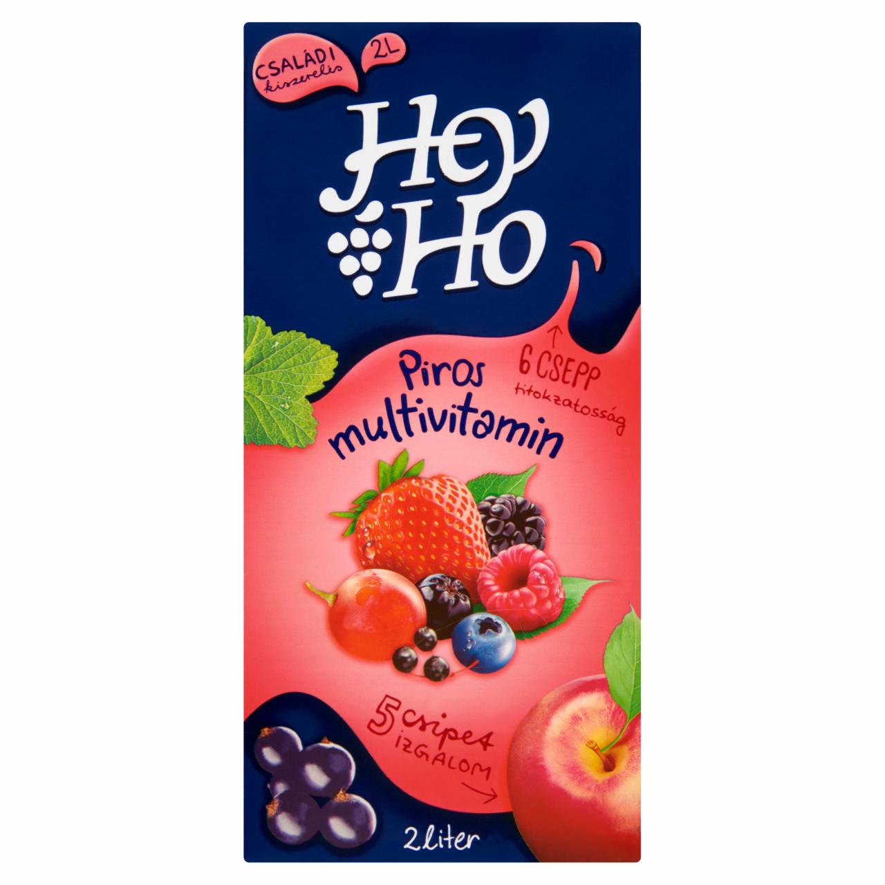 Képek - Hey-Ho Piros Multivitamin vegyes gyümölcsital cukorral, édesítőszerrel és 7 vitaminnal 2 liter