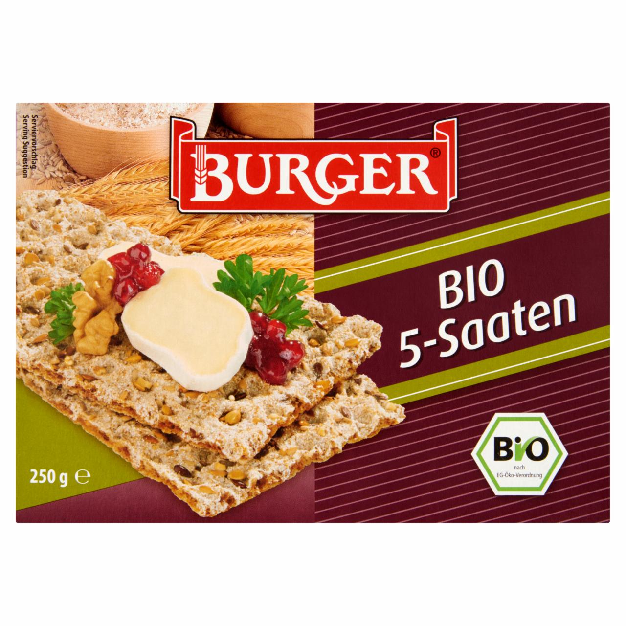 Képek - Burger BIO teljes kiőrlésű lisztből készült ropogós kenyér 5 féle mag keverékével 250 g