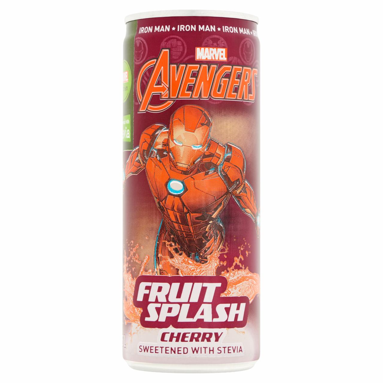 Képek - Avengers Iron Man cseresznye ízű enyhén szénsavas üdítőital édesítőszerekkel 0,25 l