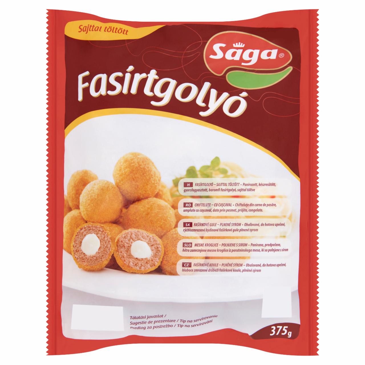 Képek - Sága sajttal töltött, panírozott, készresütött, gyorsfagyasztott fasírtgolyó 375 g