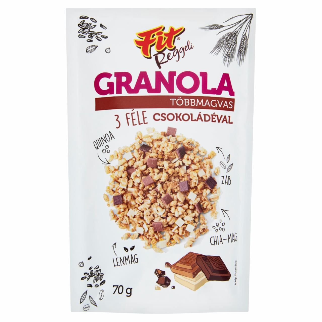 Képek - Fit többmagvas granola 3 féle csokoládéval 70 g