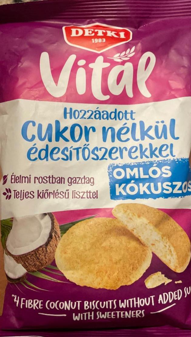 Képek - Detki Vital omlós kókuszos keksz hozzáadott cukor nélkül, édesítőszerekkel 180 g