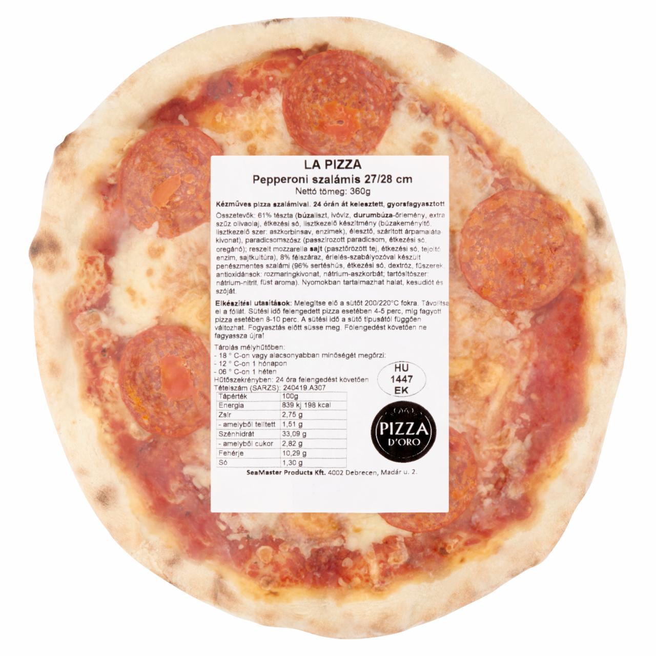 Képek - Pizza D'Oro Pepperoni gyorsfagyasztott, kézműves szalámis pizza 360 g