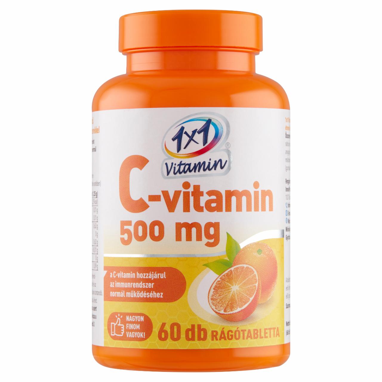 Képek - 1x1 Vitamin C-vitamin 500 mg narancsízű étrend-kiegészítő rágótabletta 60 x 1250 mg (75 g)
