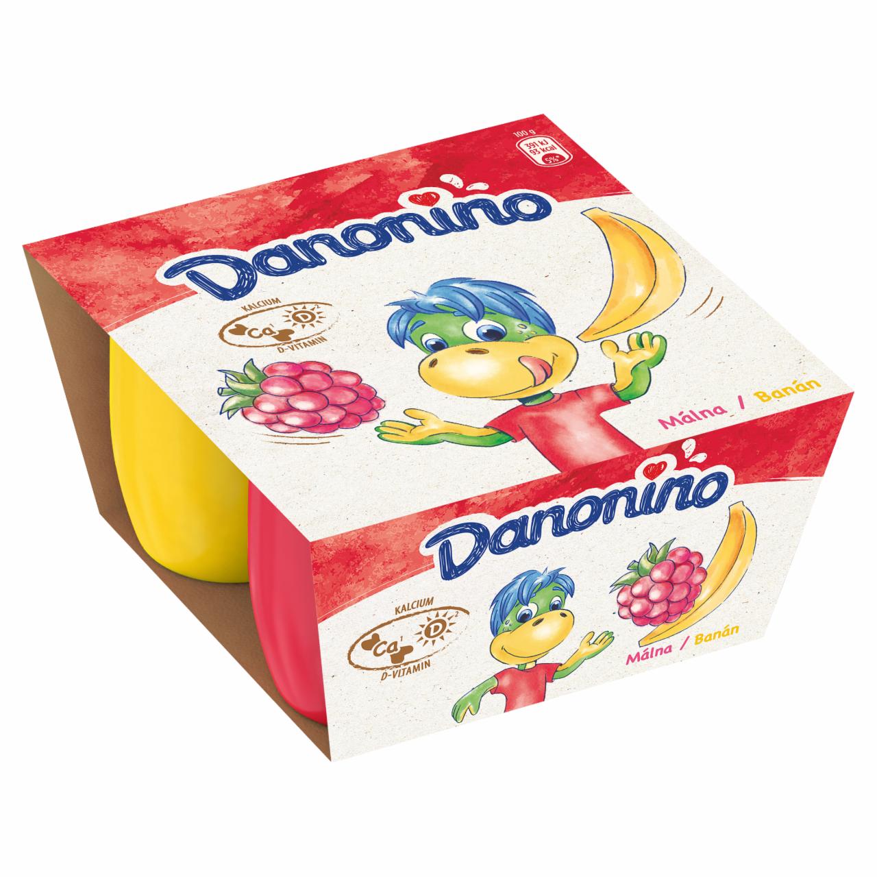 Képek - Danone Danonino banános és málnás tejtermék hozzáadott kalciummal és D-vitaminnal 4 x 50 g (200 g)