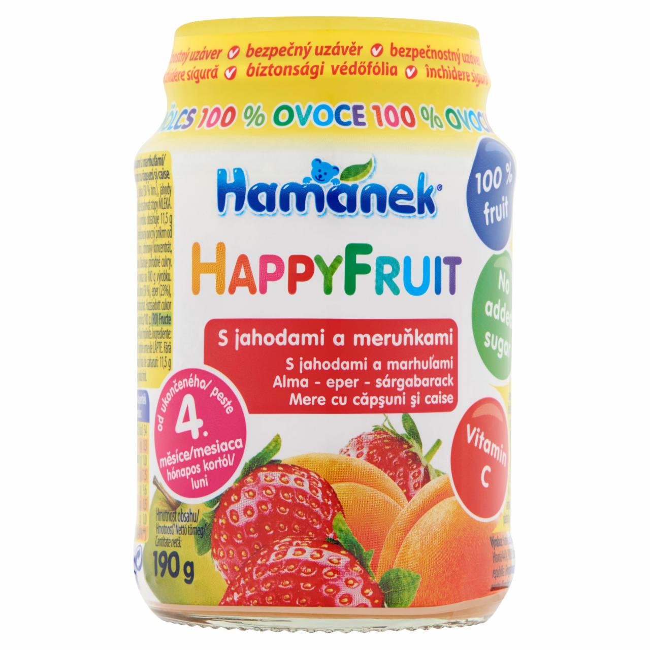 Képek - Hamánek HappyFruit alma-eper-sárgabarack bébidesszert 4 hónapos kortól 190 g
