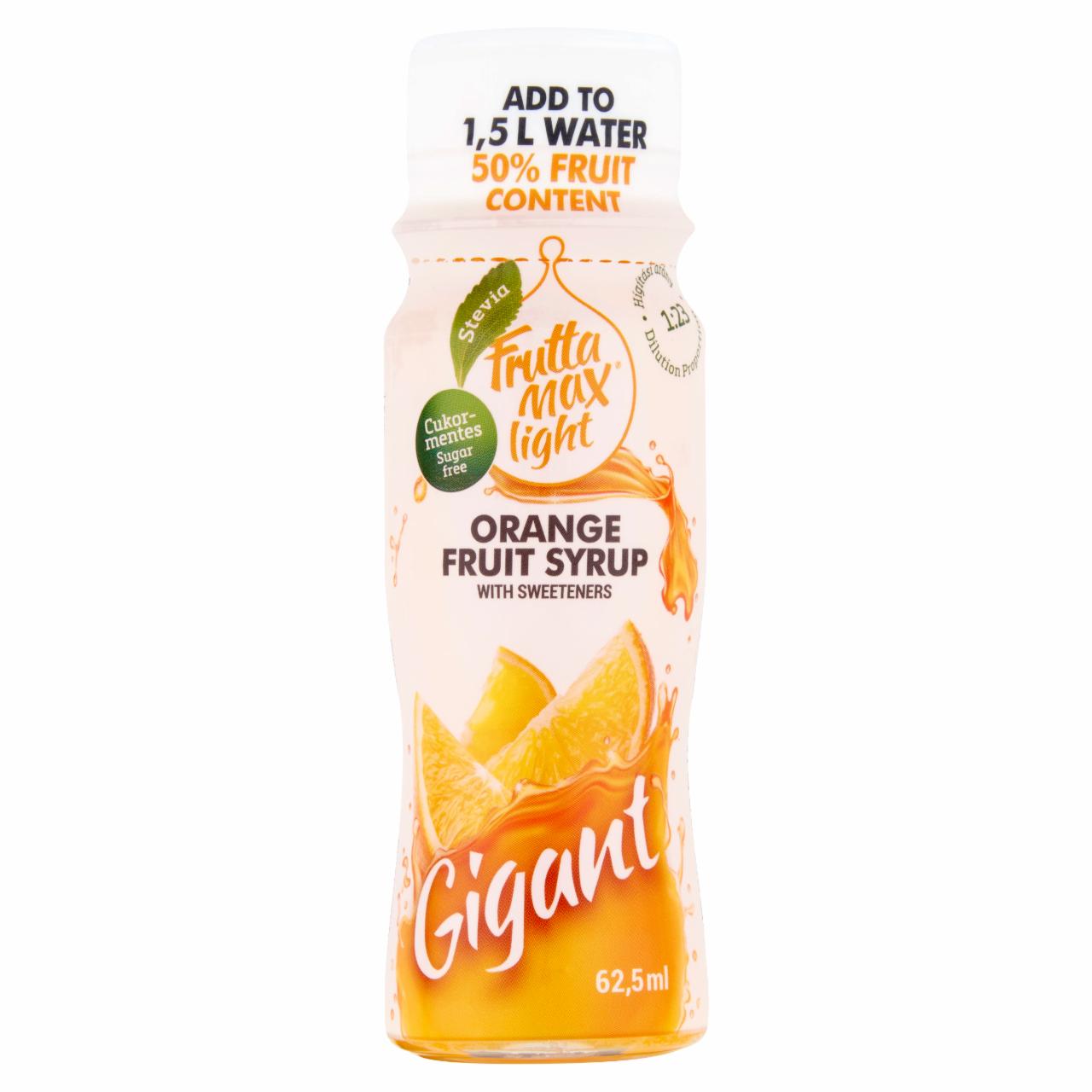 Képek - FruttaMax Gigant cukormentes narancs gyümölcsszörp édesítőszerrel 62,5 ml