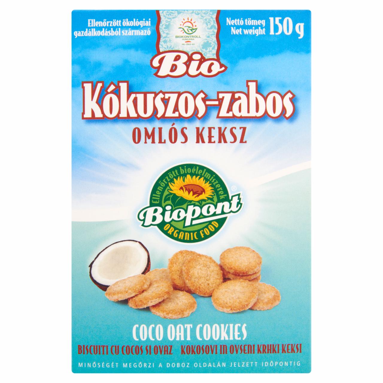 Képek - Biopont BIO kókuszos-zabos omlós keksz 150 g