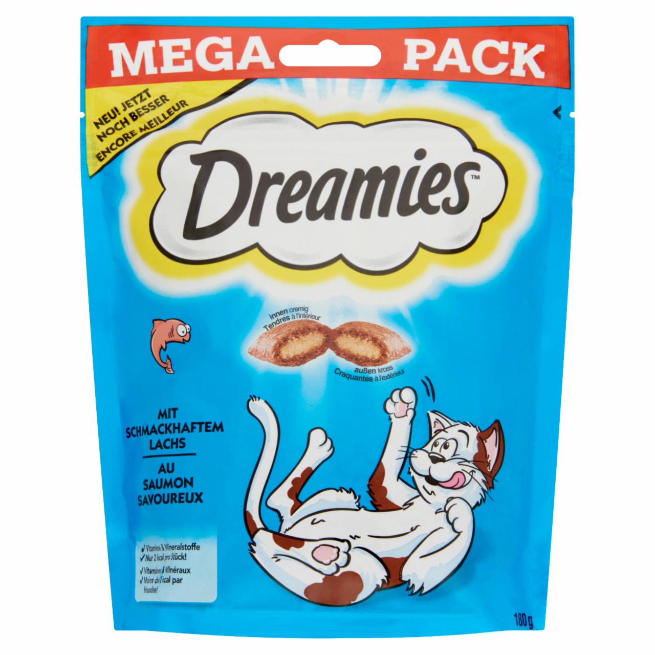 Képek - Dreamies kiegészítő állateledel felnőtt és junior macskák számára lazaccal 180 g