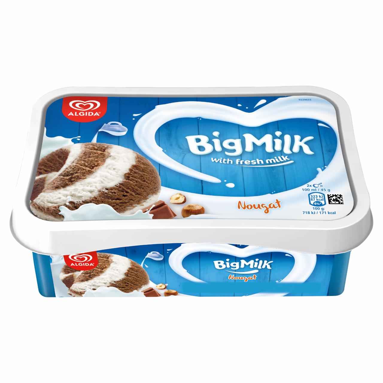 Képek - Big Milk Nugat vanília-tejszín ízű és mogyorós csokoládéval ízesített jégkrém 1000 ml