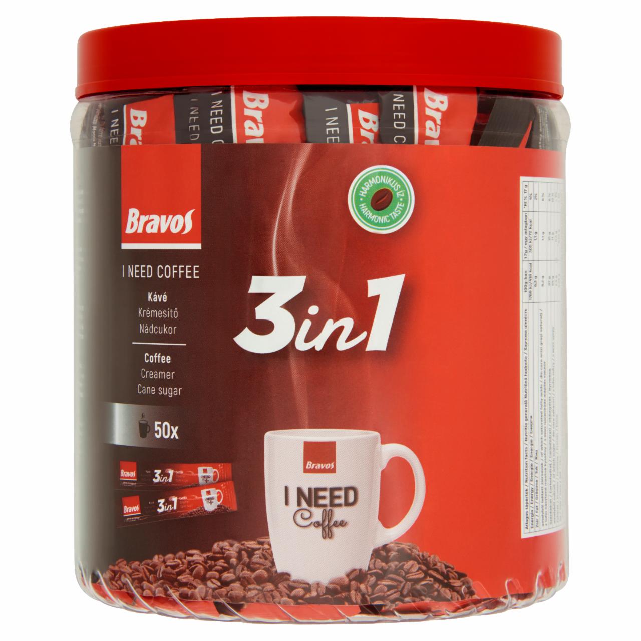Képek - Bravos 3in1 instant kávéspecialitás 50 x 17 g (170 g)
