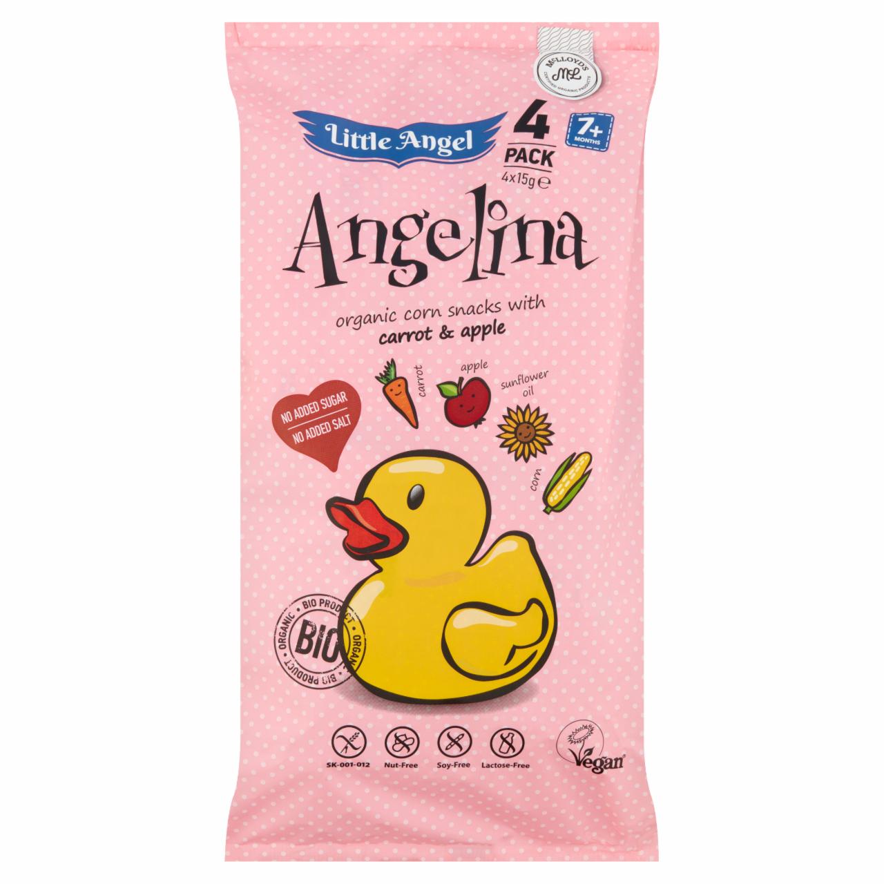 Képek - Little Angel Angelina extrudált kukoricás bio snack répával és almával 4 x 15 g (60 g)