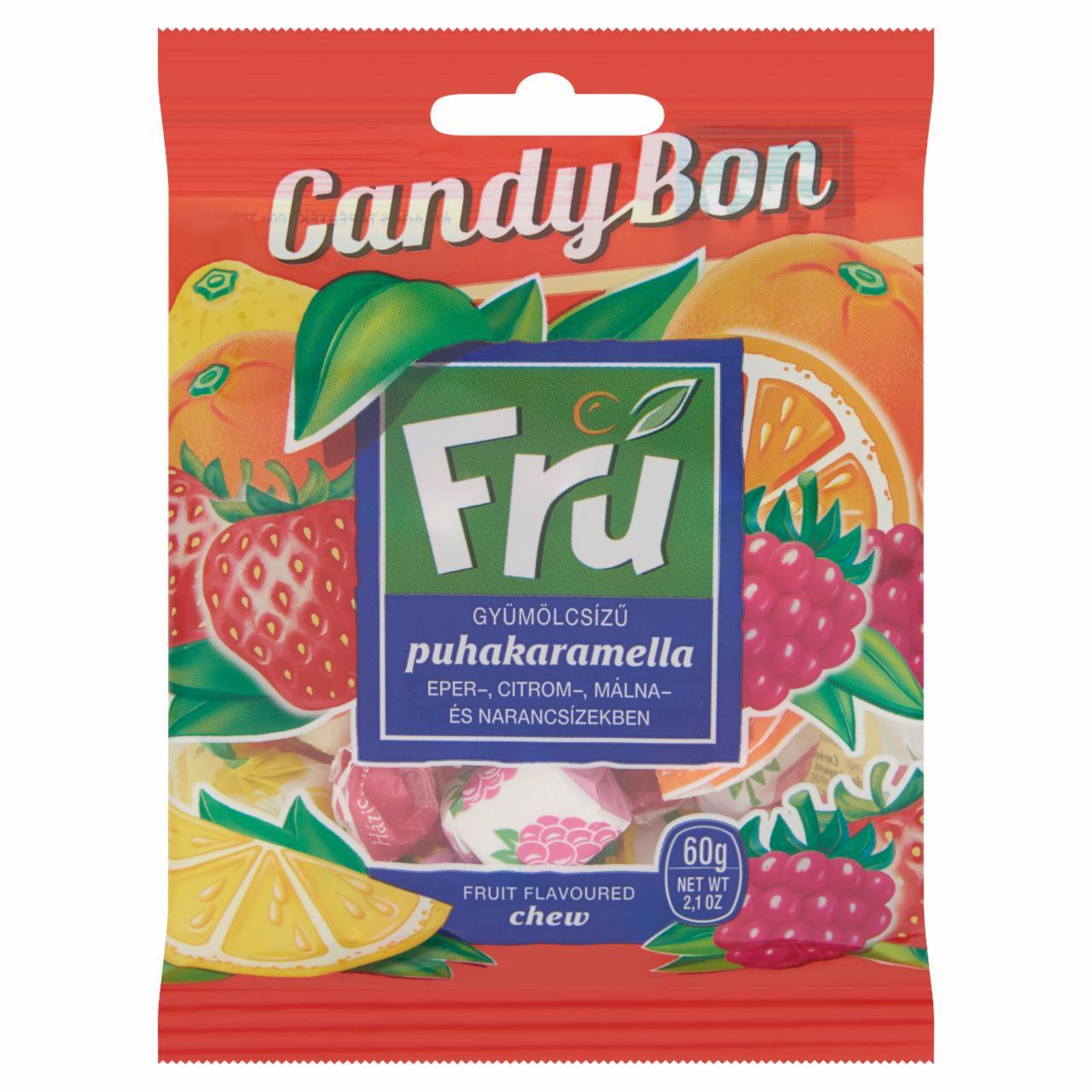 Képek - Candy Bon Fru gyümölcsízű puhakaramella eper-, citrom-, málna- és narancs ízekben 60 g