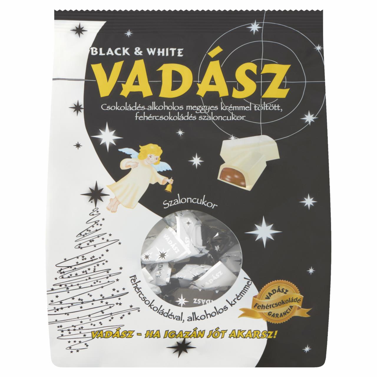 Képek - Vadász Black & White csokoládés-alkoholos meggyes krémmel töltött, fehércsokoládés szaloncukor 300 g