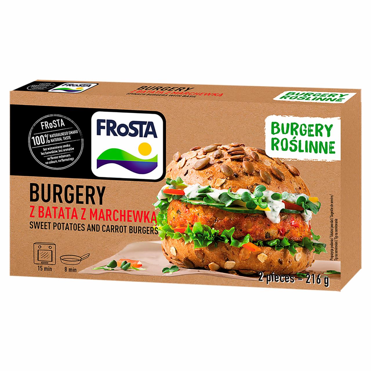 Képek - FRoSTA gyorsfagyasztott, elősütött növényi burger édesburgonyából 2 db 216 g