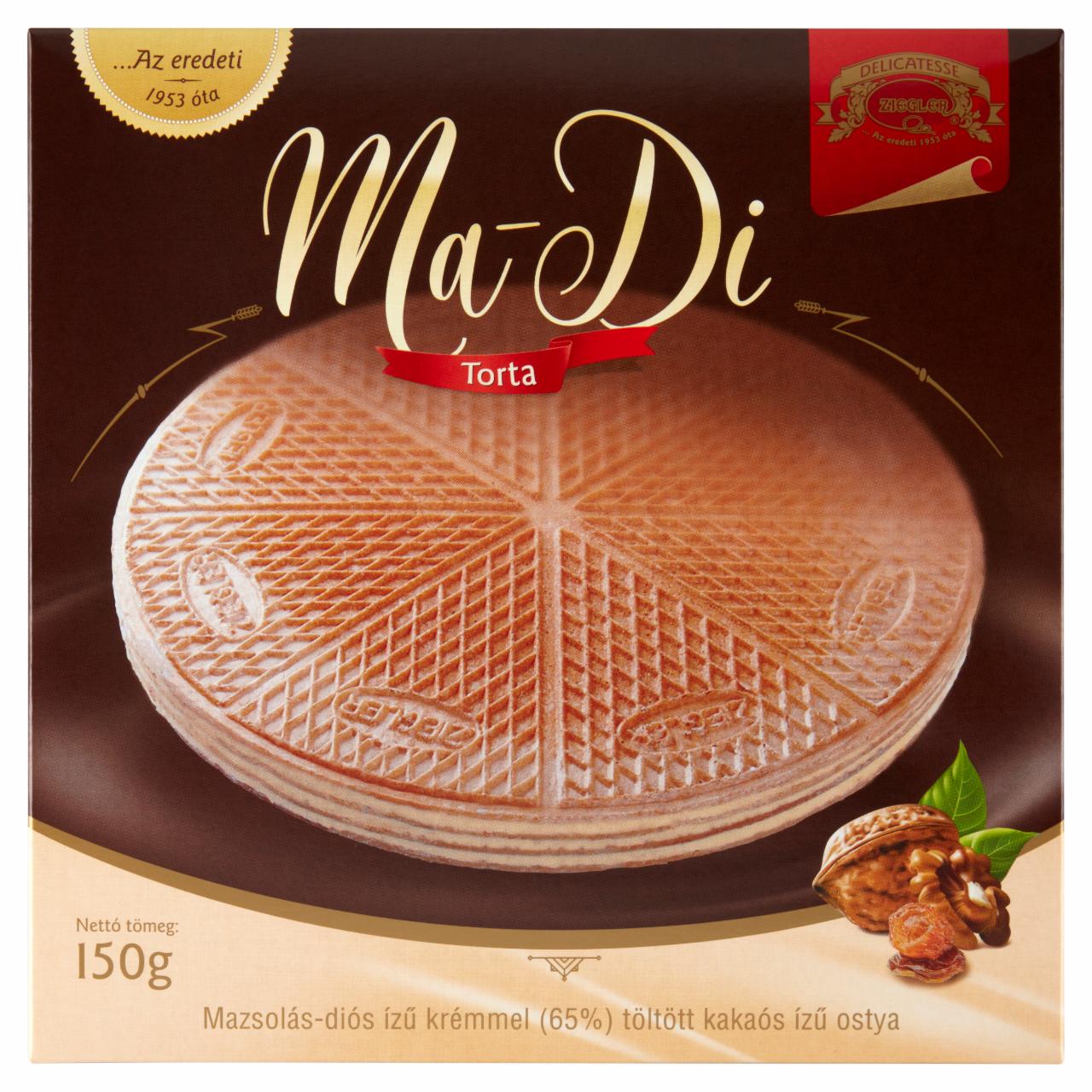 Képek - Ziegler MA-DI Torta mazsolás-diós ízű krémmel töltött kakaós ízű ostya 150 g
