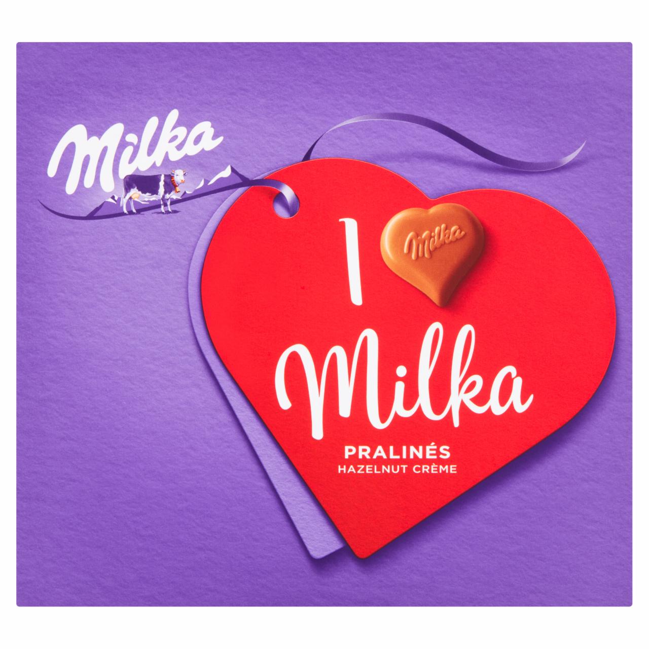 Képek - I love alpesi tejcsokoládé praliné mogyorós krémtöltelékkel Milka