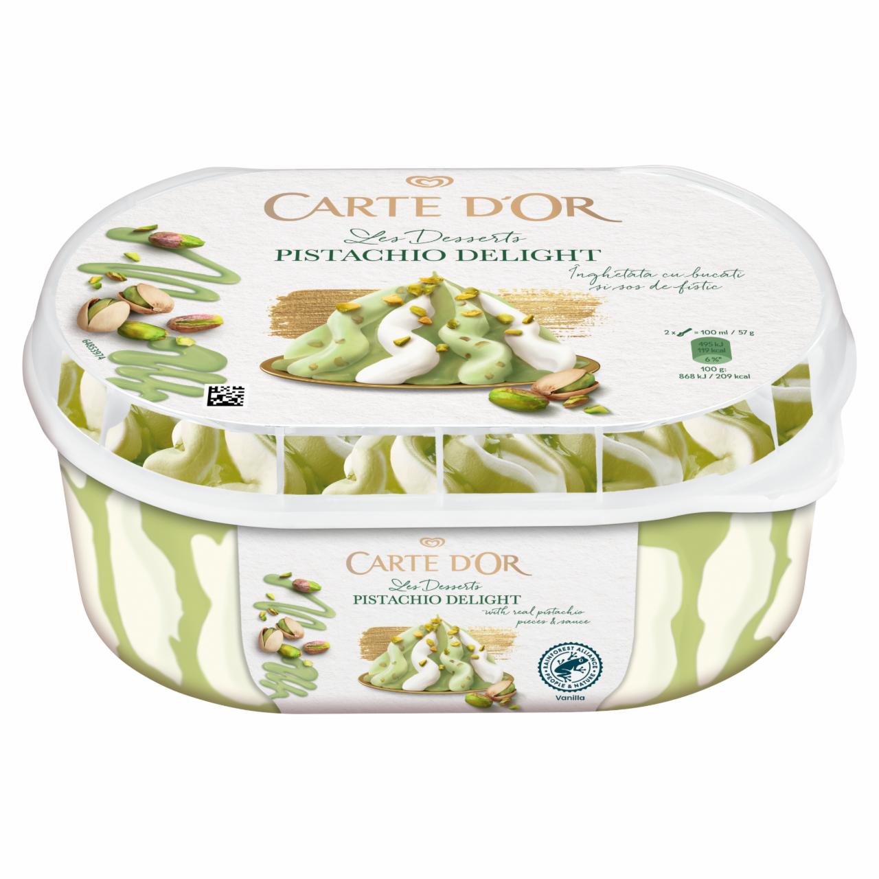 Képek - Carte D'Or Les Desserts pisztáciás jégkrém és vanília ízű jégkrém pisztáciás szósszal 825 ml