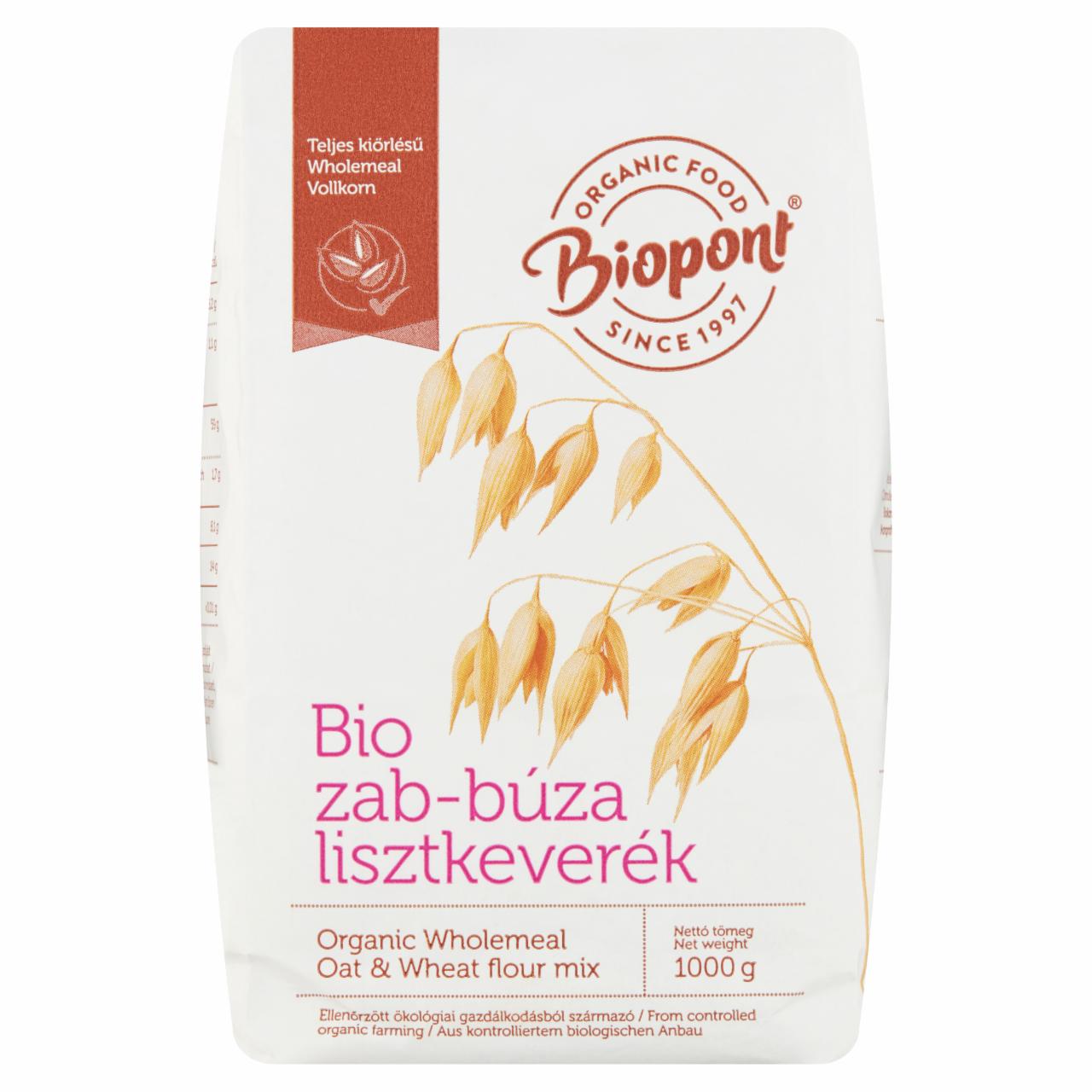 Képek - Biopont BIO teljes kiőrlésű zab-búza lisztkeverék 1000 g