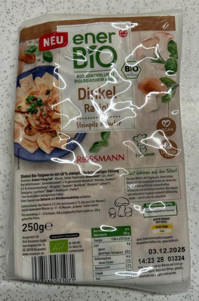 Képek - Dinkel Ravioli Steinpilz Kräuter EnerBio