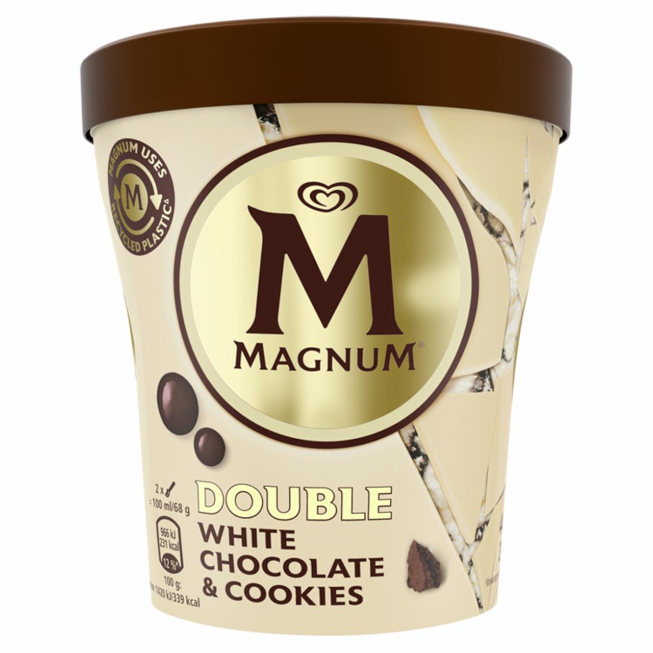 Képek - Magnum poharas jégkrém Fehércsokoládé-Keksz 440 ml