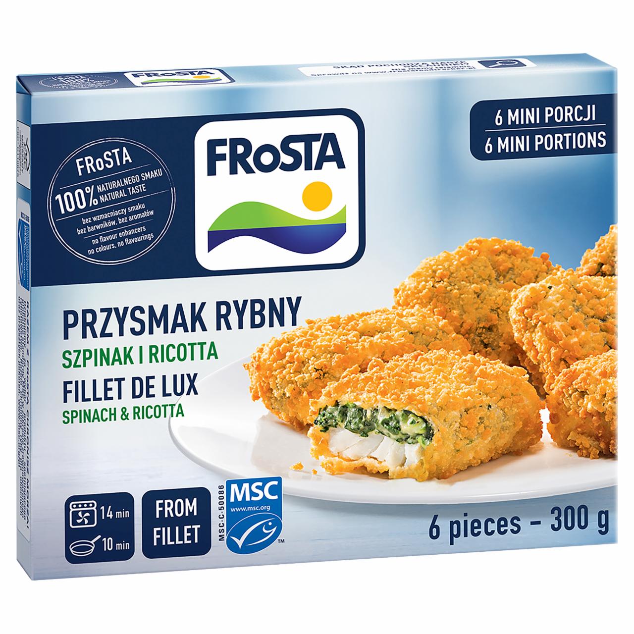 Képek - FRoSTA gyorsfagyasztott, elősütött mini halfilé porciók spenót szósszal és ricottával 6 db 300 g