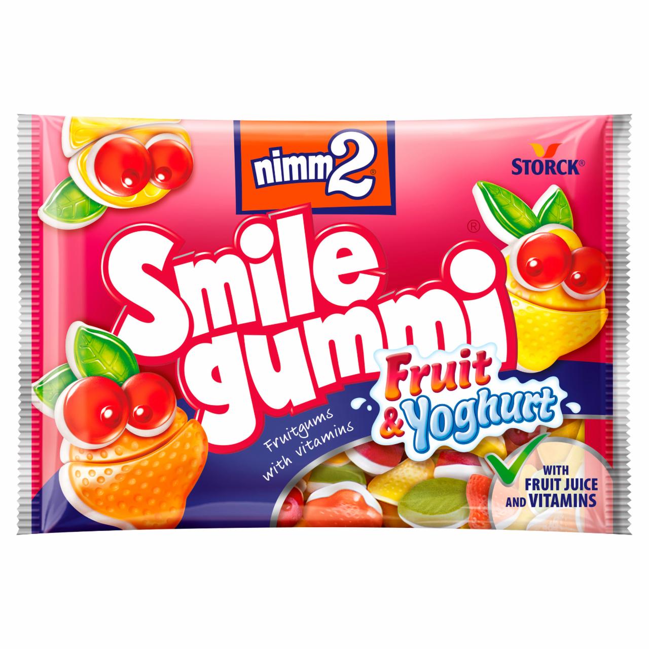 Képek - nimm2 Smilegummi Fruit & Yoghurt vegyes gyümölcs ízű gumicukorka joghurtos réteggel 100 g
