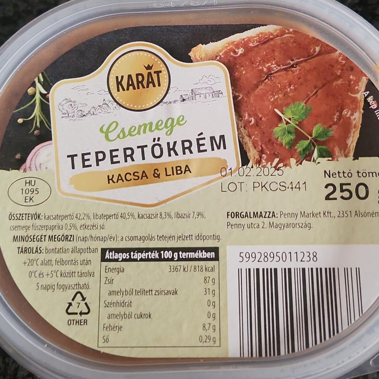 Képek - Csemege tepertőkrém kacsa & liba Karát