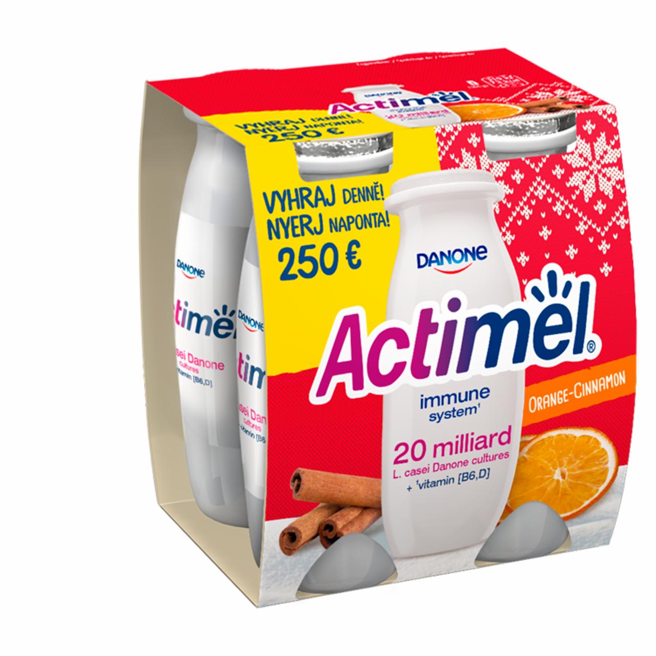 Képek - Danone Actimel zsírszegény, élőflórás, narancs- és fahéjízű joghurtital 4 x 100 g (400 g)