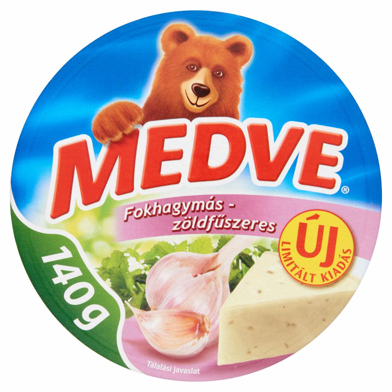 Képek - Medve fokhagymás-zöldfűszeres kenhető, félzsíros ömlesztett sajt 8 db 140 g