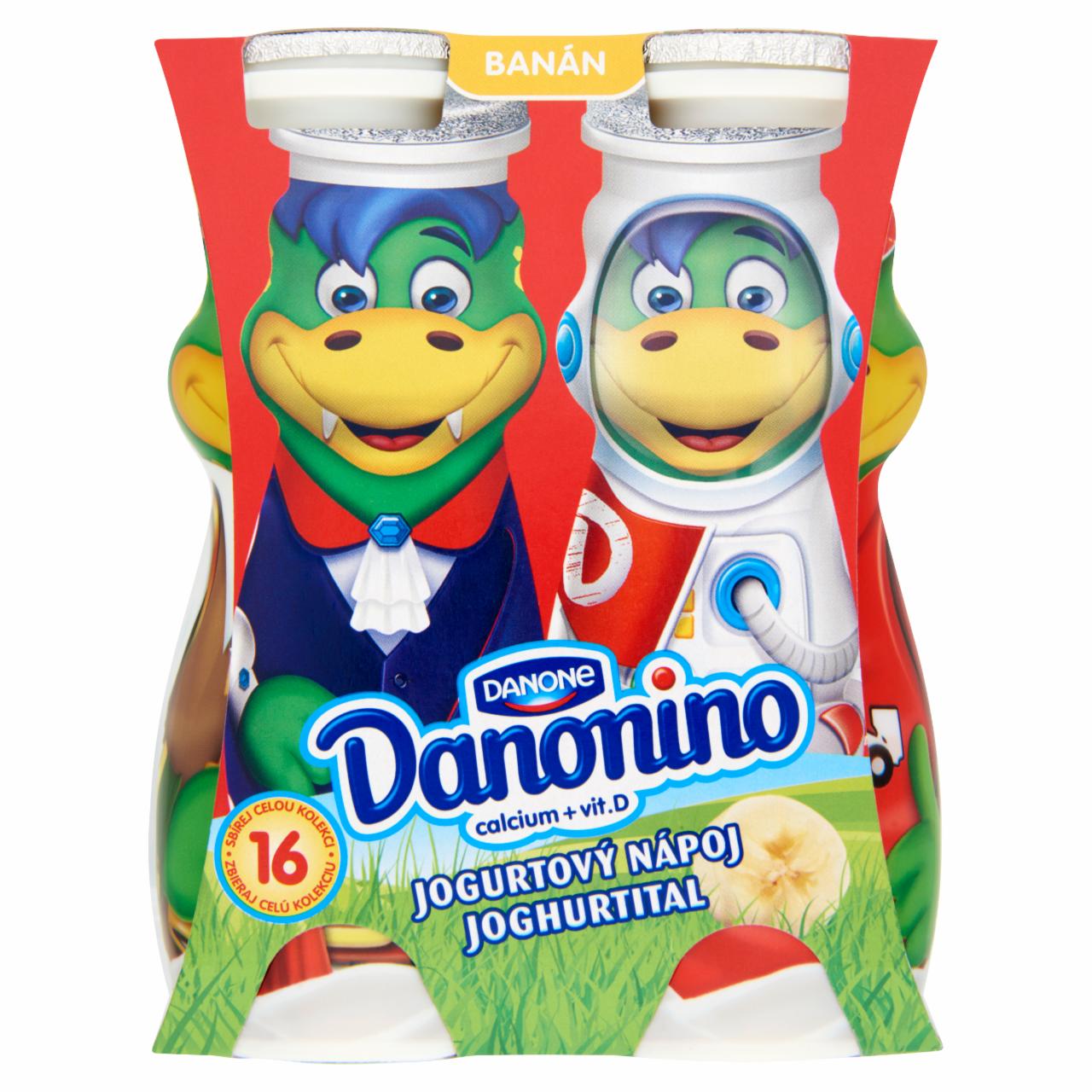 Képek - Danone Danonino zsírszegény, élőflórás, banánízű joghurtital kalciummal és D-vitaminnal 4 x 100 g