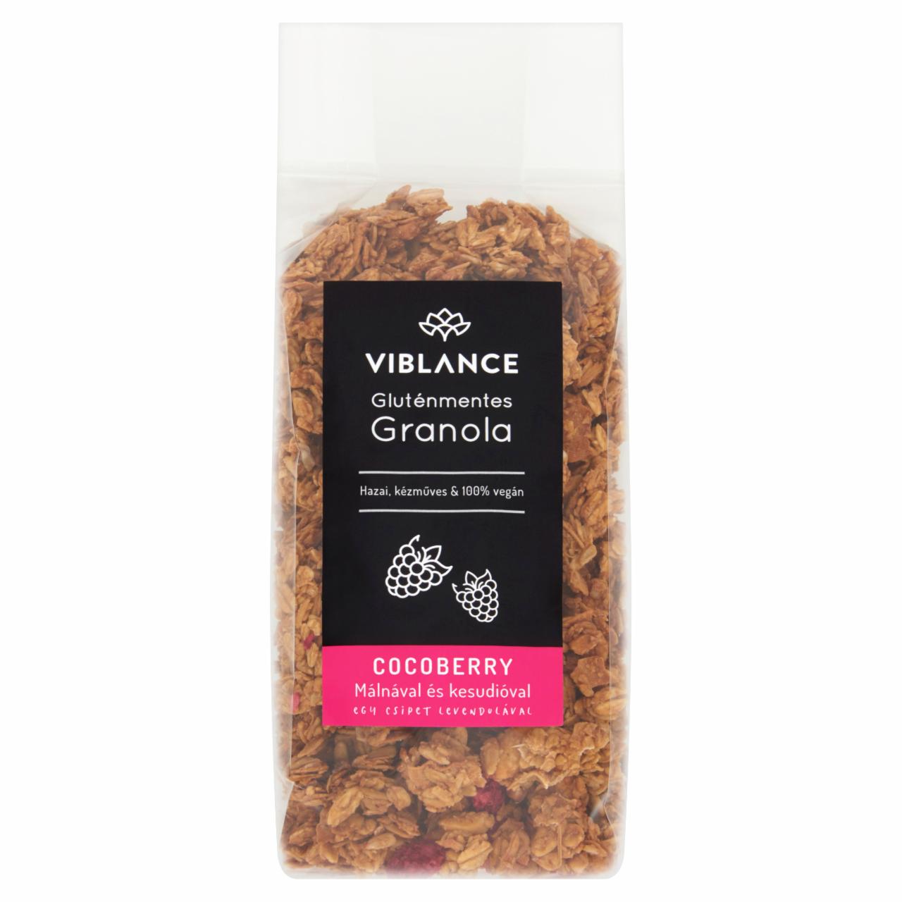Képek - Viblance Cocoberry gluténmentes granola málnával és kesudióval, egy csipet levendulával 250 g