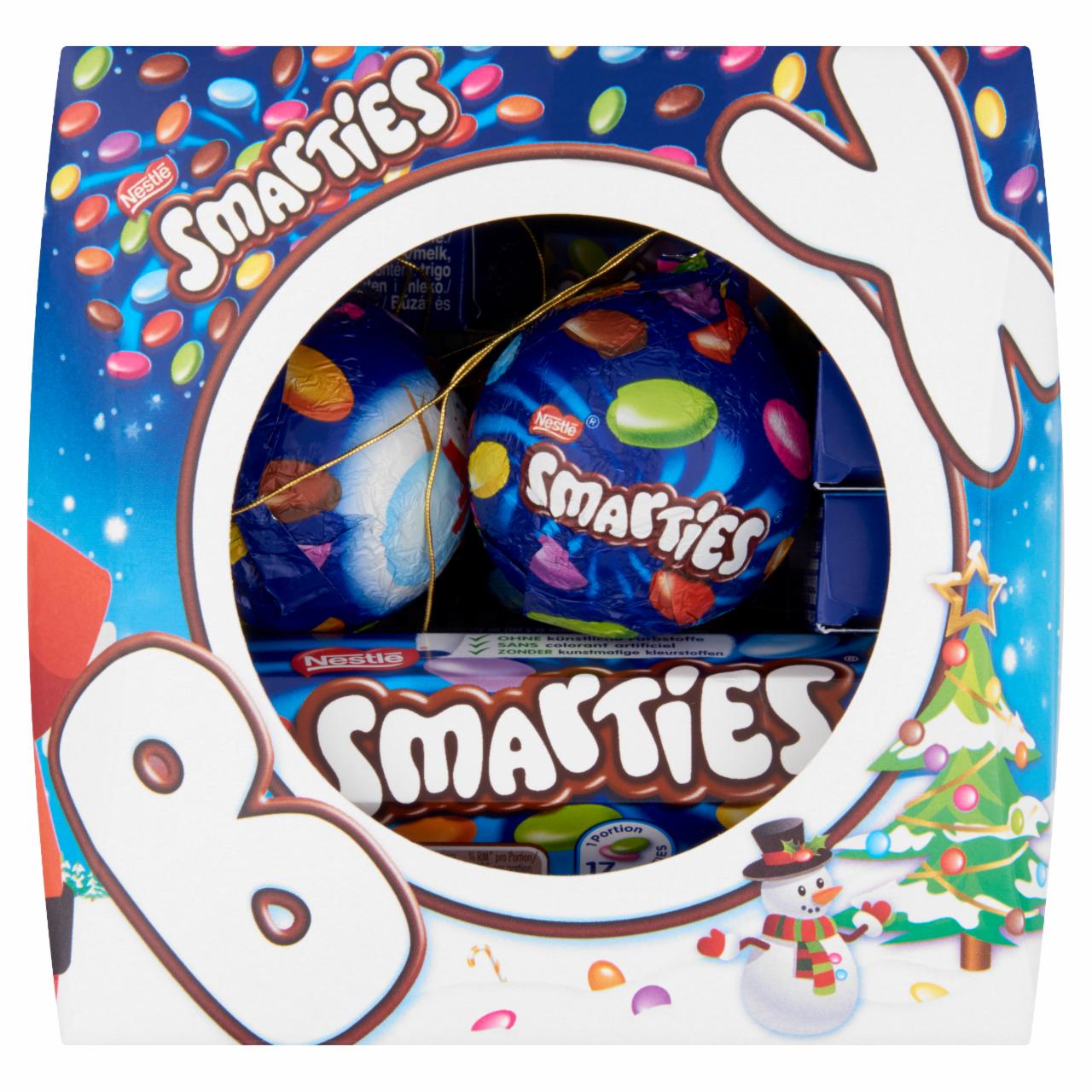 Képek - Smarties Box tejcsokoládé gömb csokoládés cukordrazséval & tejcsokoládé drazsé cukorbevonattal 352 g