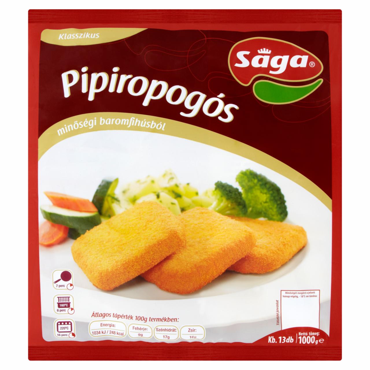 Képek - Sága Pipiropogós klasszikus panírozott, elősütött, gyorsfagyasztott baromfitermék 1000 g