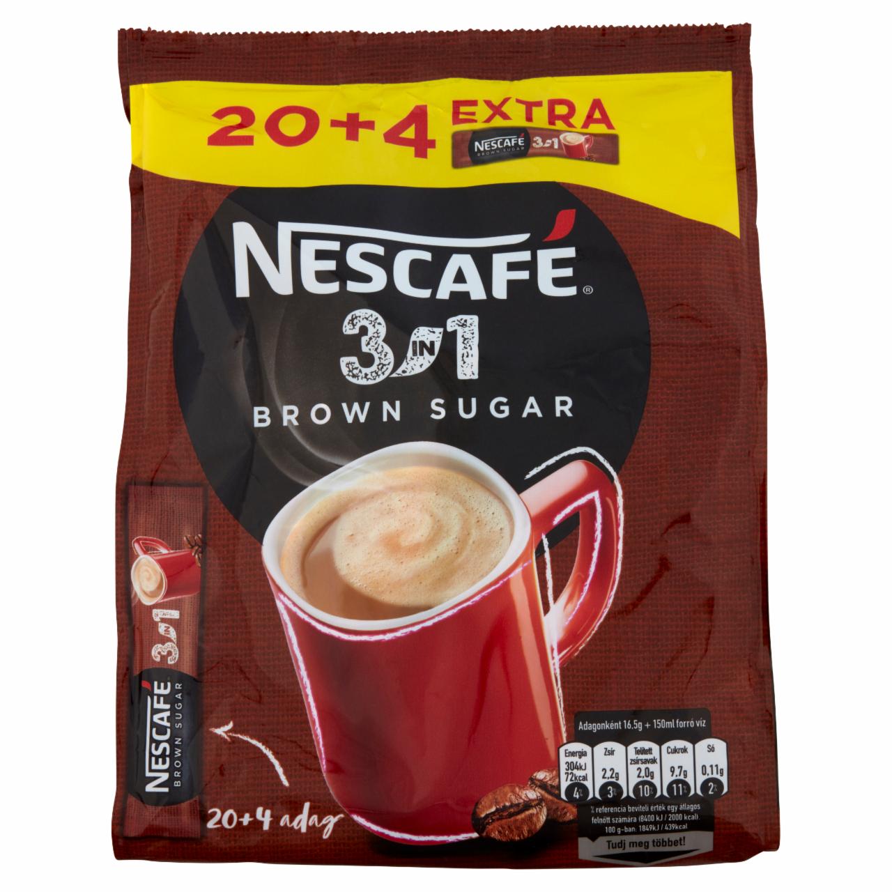 Képek - Nescafé 3in1 Brown Sugar azonnal oldódó kávéspecialitás barnacukorral 24 x 16,5 g (396 g)