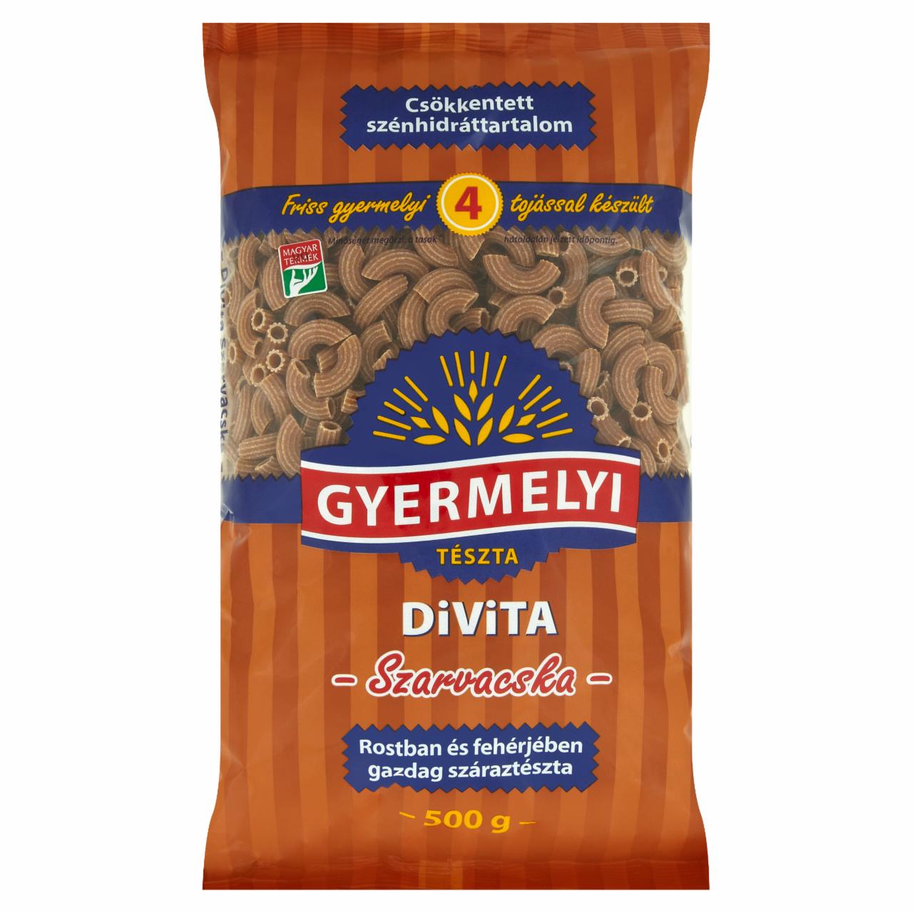 Képek - Gyermelyi Divita szarvacska 4 tojásos száraztészta 500 g