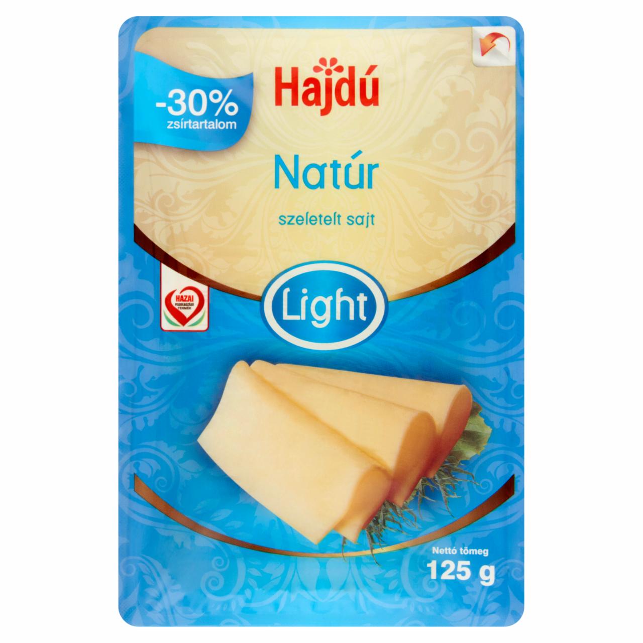 Képek - Hajdú Light félzsíros, félkemény, szeletelt natúr trappista sajt 125 g