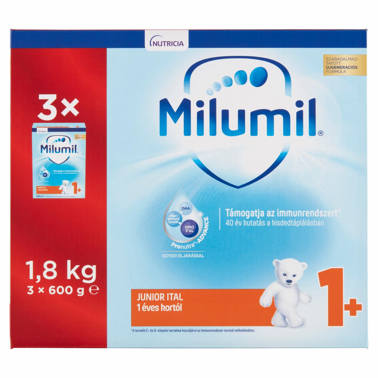 Képek - Milumil Junior 1+ ital 1 éves kortól 3 x 600 g (1,8 kg)