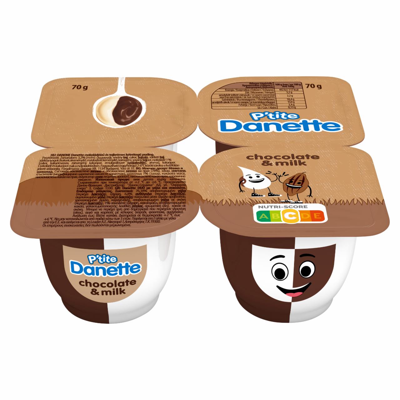 Képek - Danone Danette csokoládéízű és tejkrémes kétrétegű puding 4 x 70 g (280 g)