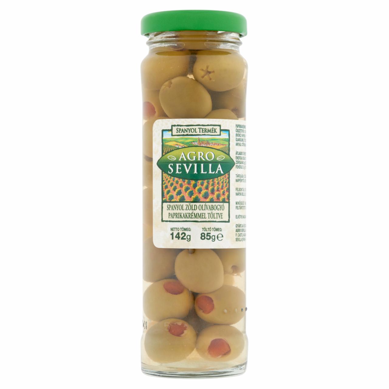 Képek - Agro Sevilla spanyol zöld olívabogyó paprikakrémmel töltve 142 g